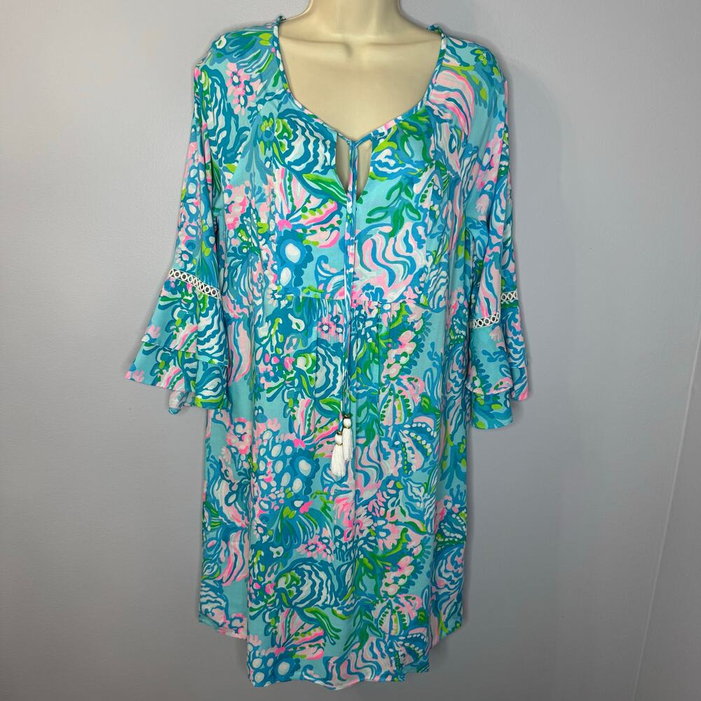 Lilly Pulitzer Azita Tunic Dress in Blue Ibiza Aqua La Vista Beach Vacation Sz S - Picture 11 of 12